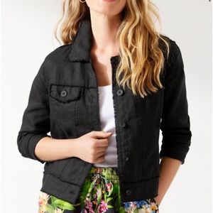 Tommy Bahama Two Palms Linen Raw-Edge Jacket size XS black linen